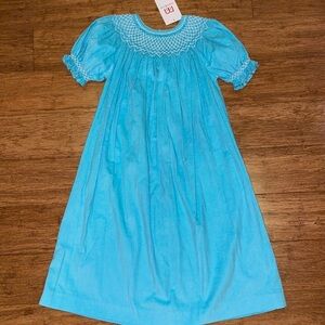 Mom and me girls Turquoise pearl smocked corduroy dress 6x NWT